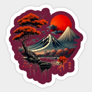 Japanese mountains Sticker